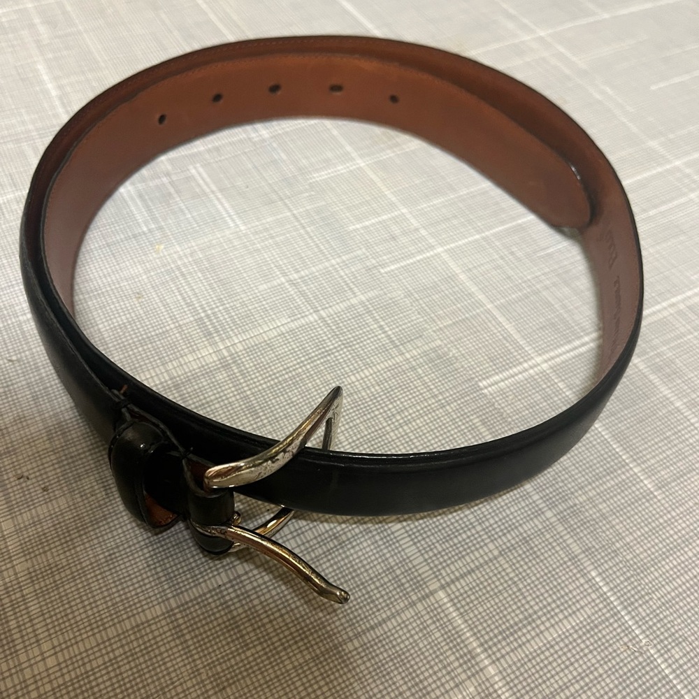 Polo Ralph Lauren Black Leather Belt with Silver Buckle